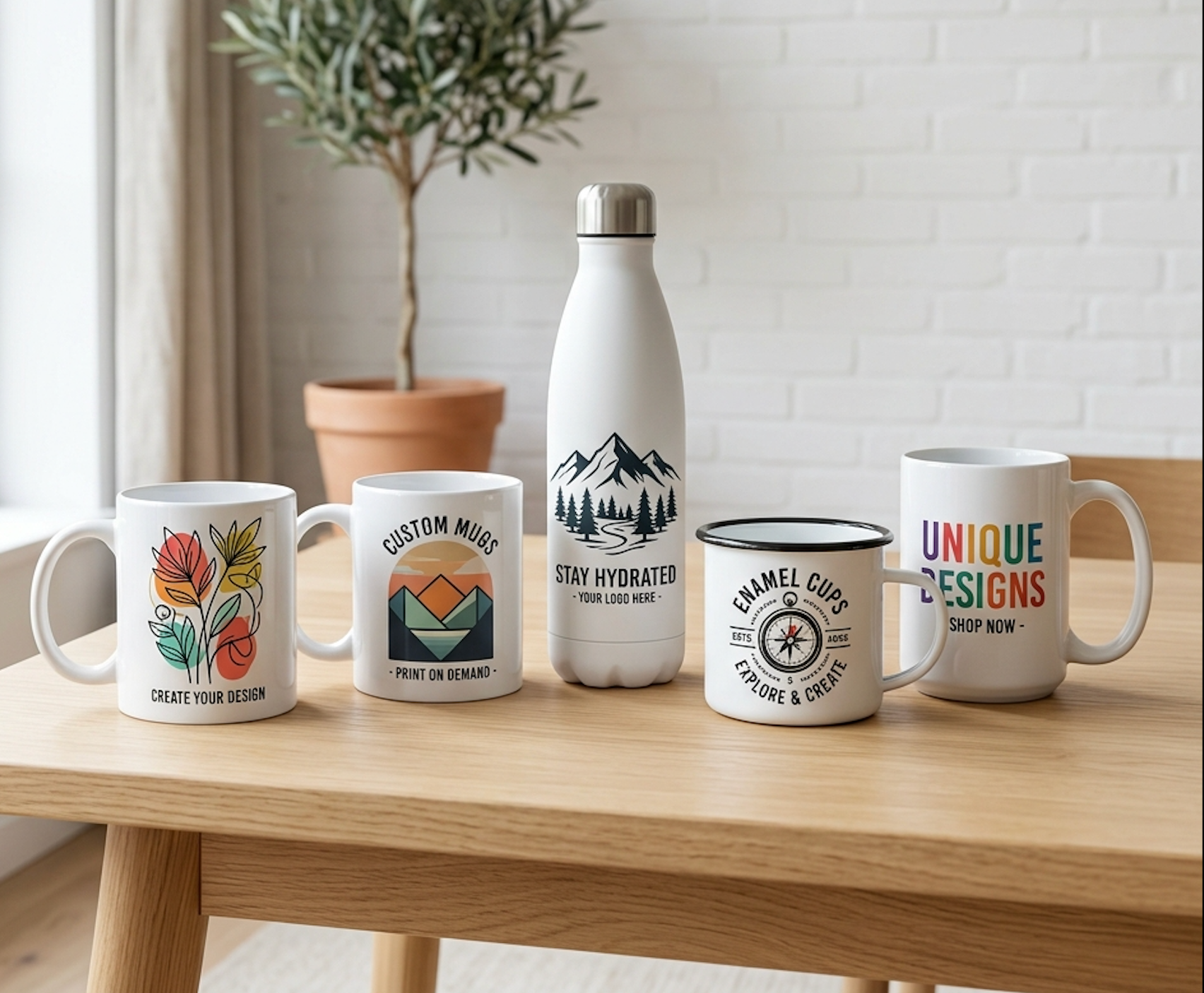 Kopper og flasker med eget design