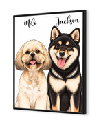 Custom Pet Portrait Poster - Vibrant Cartoon & Pop Art Style for 1-2 Pets